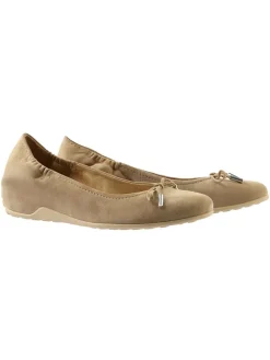 Leder-Ballerinas in Beige