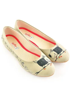 Leder-Ballerinas in Beige