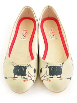 Leder-Ballerinas in Beige