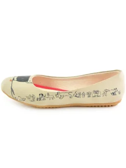 Leder-Ballerinas in Beige
