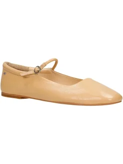 Leder-Ballerinas in Beige