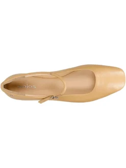 Leder-Ballerinas in Beige