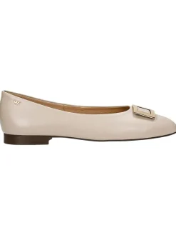 Leder-Ballerinas in Beige