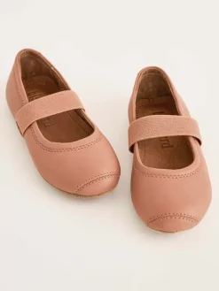 Leder-Ballerinas in Beige