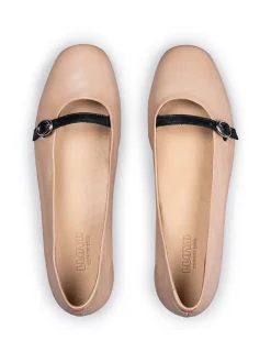 Leder-Ballerinas in Beige