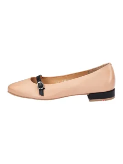 Leder-Ballerinas in Beige