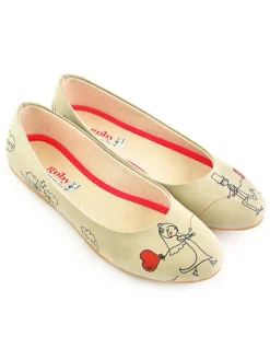 Leder-Ballerinas in Beige