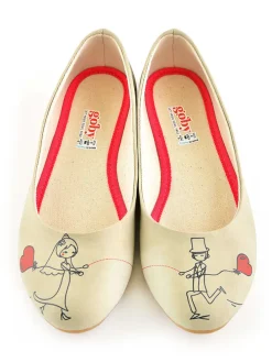 Leder-Ballerinas in Beige