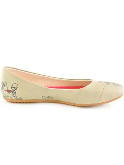 Leder-Ballerinas in Beige