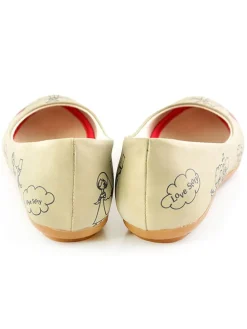 Leder-Ballerinas in Beige