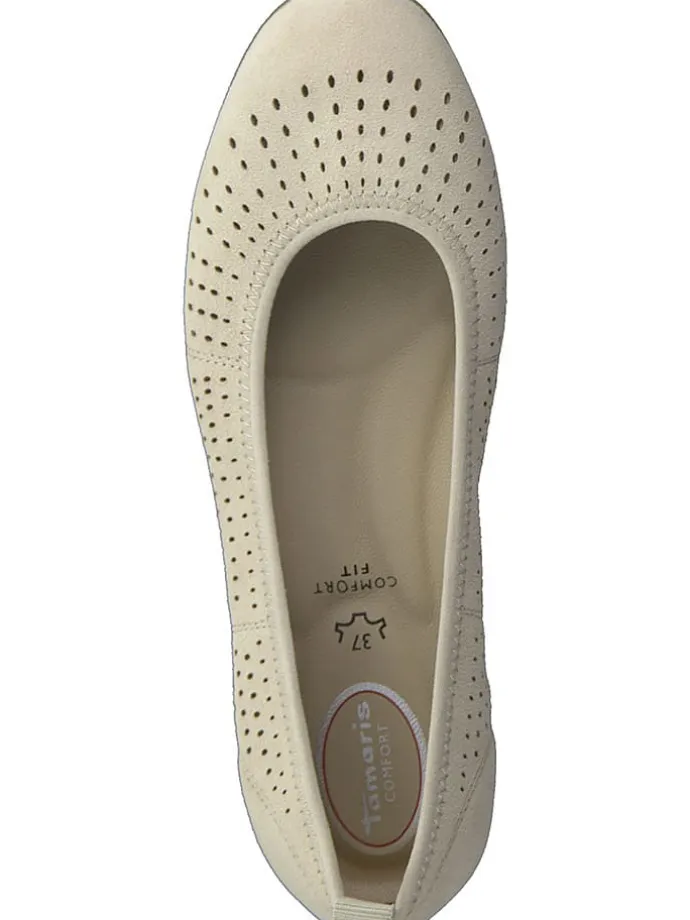 Leder-Ballerinas in Beige