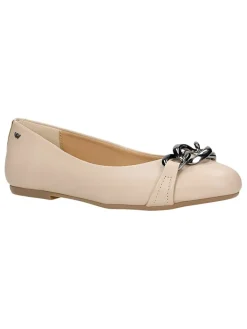 Leder-Ballerinas in Beige