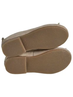 Leder-Ballerinas in Beige/ Gold