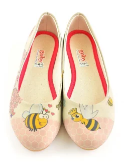 Leder-Ballerinas in Beige/ Bunt