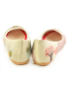 Leder-Ballerinas in Beige/ Bunt