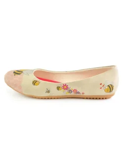 Leder-Ballerinas in Beige/ Bunt