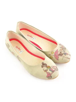 Leder-Ballerinas in Beige/ Bunt