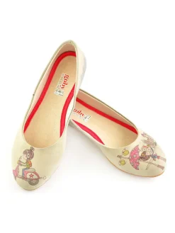 Leder-Ballerinas in Beige/ Bunt