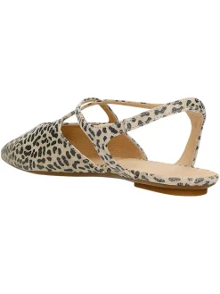 Leder-Ballerinas in Beige/ Schwarz