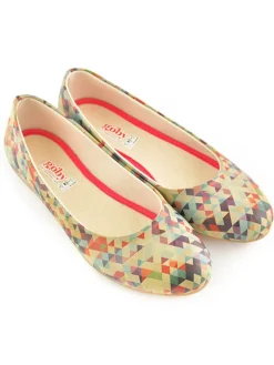 Leder-Ballerinas in Beige/ Bunt