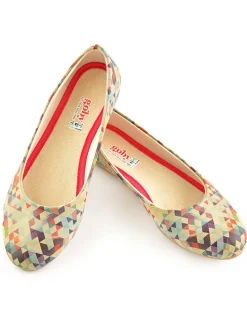 Leder-Ballerinas in Beige/ Bunt