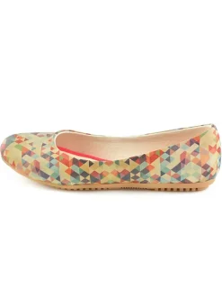 Leder-Ballerinas in Beige/ Bunt