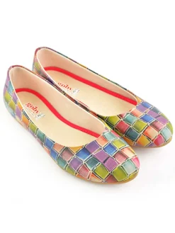 Leder-Ballerinas in Bunt