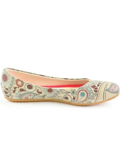 Leder-Ballerinas in Bunt/ Beige