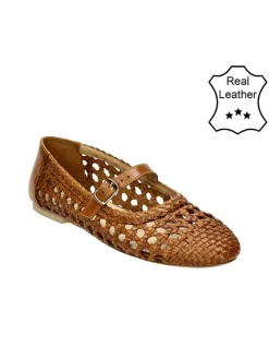 Leder-Ballerinas in Cognac