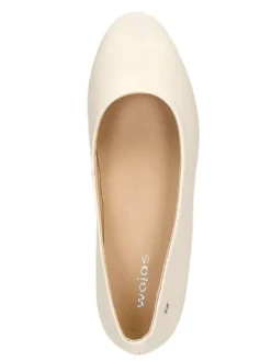 Leder-Ballerinas in Creme