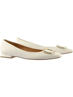 Leder-Ballerinas in Creme