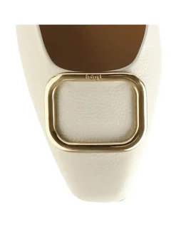 Leder-Ballerinas in Creme