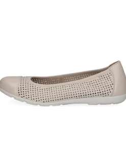 Leder-Ballerinas in Creme
