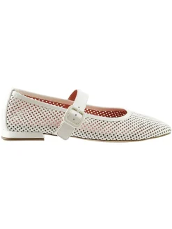Leder-Ballerinas in Creme