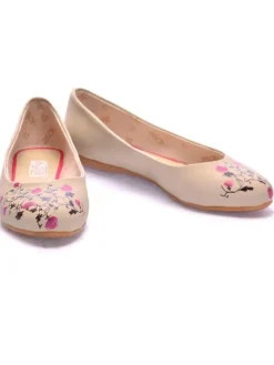 Leder-Ballerinas in Creme/ Pink