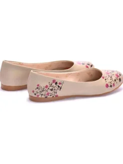 Leder-Ballerinas in Creme/ Pink