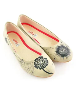 Leder-Ballerinas in Creme/ Schwarz