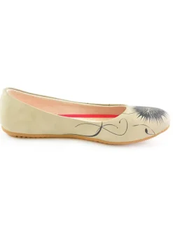 Leder-Ballerinas in Creme/ Schwarz