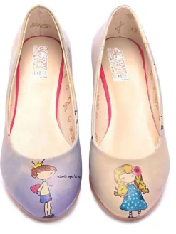 Leder-Ballerinas in Creme/ Lila