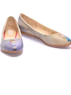 Leder-Ballerinas in Creme/ Lila