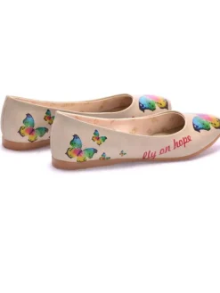 Leder-Ballerinas in Creme/ Bunt