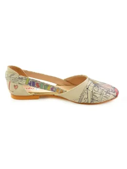 Leder-Ballerinas in Creme/ Bunt