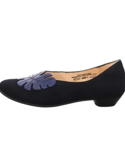 Leder-Ballerinas in Dunkelblau