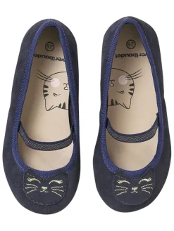 Leder-Ballerinas in Dunkelblau