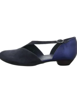 Leder-Ballerinas in Dunkelblau