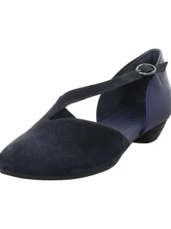 Leder-Ballerinas in Dunkelblau