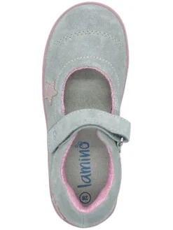 Leder-Ballerinas in Grau