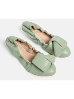 Leder-Ballerinas in Grün