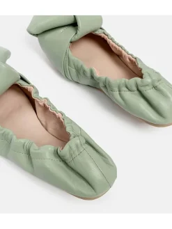 Leder-Ballerinas in Grün