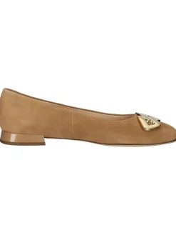 Leder-Ballerinas in Hellbraun